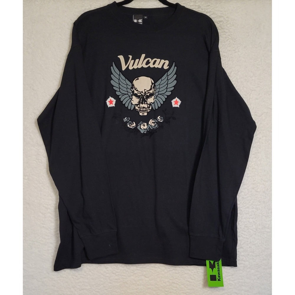 Vintage Y2K Kawasaki Tshirt Vulcan Motorcycle Black 2XL Long-Sleeve New NWT 0848